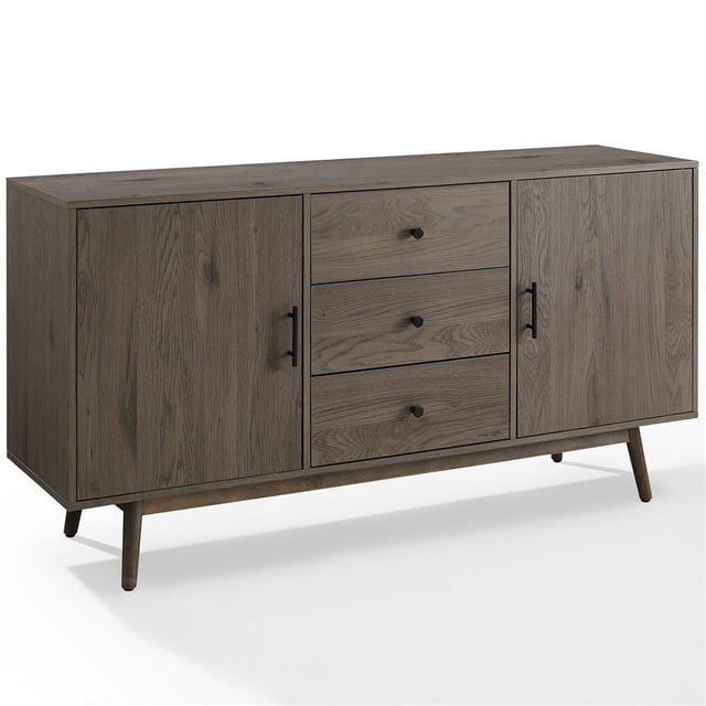 Crosley Buffet Latéral Lucas en Bois, Style Mi-Siècle Moderne, Gris