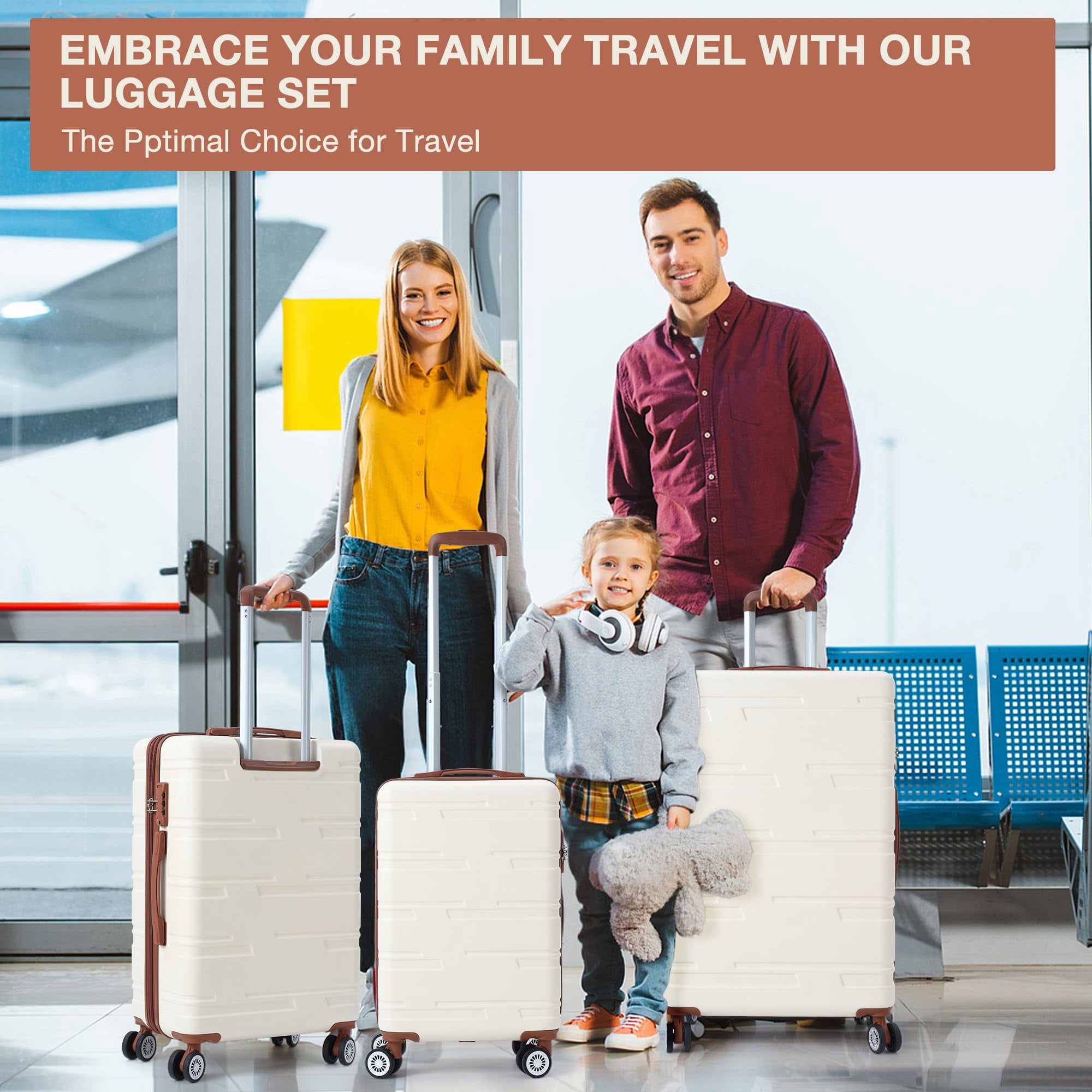 EDTara 3 Piece Travel Suitcase Set, Expandable Hardshell Luggage With Spinner Wheels, Includes 20", 24", and 28" Cases