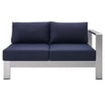 thumbnail image 3 of Modway Causeuse de Patio Extérieure en Tissu et Aluminium à Accoudoir Droit, Argent et Bleu Marine, 3 of 8
