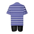 thumbnail image 4 of Mikilon Ensemble Élégant pour Femmes 2 Pcs Mode Décontractée Rayé Imprimé Col Rond Épaule Tombante Short Ensemble Deux Pièces Violet-C TG, 4 of 4