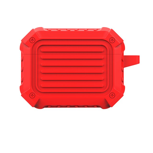 pitrice Earphone Silicone Case Cover Anti-shock Wireless Headphone Charging Case Shell Replacement for AirPods 3, Red