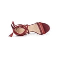thumbnail image 4 of BLISSFUL STEP Women's Open Toe Color Block Heel Lace Up Sandals Burgundy Red (Size 7.5), 4 of 6