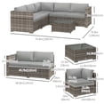 thumbnail image 3 of Outsunny 4 Pcs Garden Rattan Wicker Furniture Set w/ Cushions Mixed Grey, 3 of 10