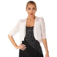 thumbnail image 1 of Women's Half Sleeve Ruffle Sheer Shrug Bolero Cardigan Summer Open Front Chiffon Blouses Tops White S, 1 of 7