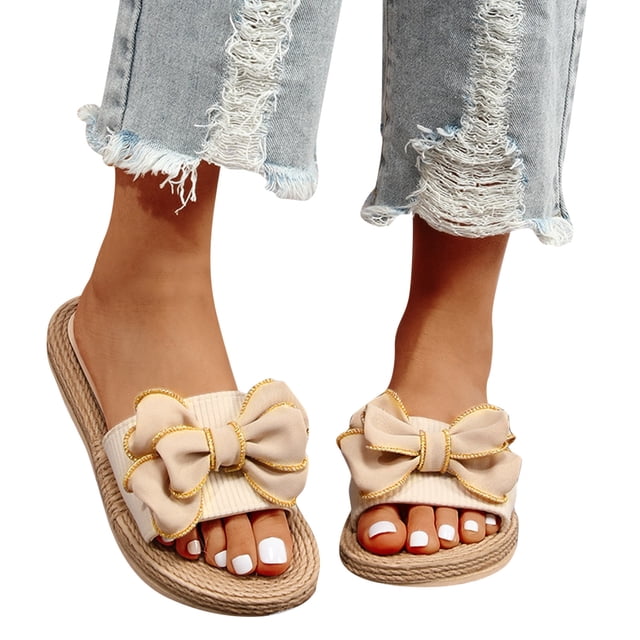 Kcodviy Women Flat Beach Slippers Women Dress Sandals Slip on Slippers Flat Womens Dress Sandals Open Toe Summer Casual Slides and Sandals Women Sandals Beach Slippers