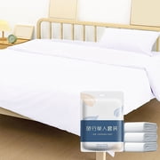 Meitianfacai Disposable Bed Sheets for Travel 3 PC Hotel Portable Double Bedding Thickened Bedspread Set for Business Trip Bedding Kit,62.92*86.61in