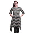 thumbnail image 1 of Bimba Kurti Asymétrique Noire à Imprimé Damassé Ikat pour Femmes, Robe d'Été Indienne Tunique, Moyen, 1 of 6