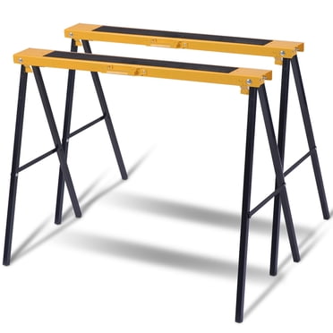 Gymax 2 Pack Heavy Duty Saw Horse Steel Folding Legs Portable
