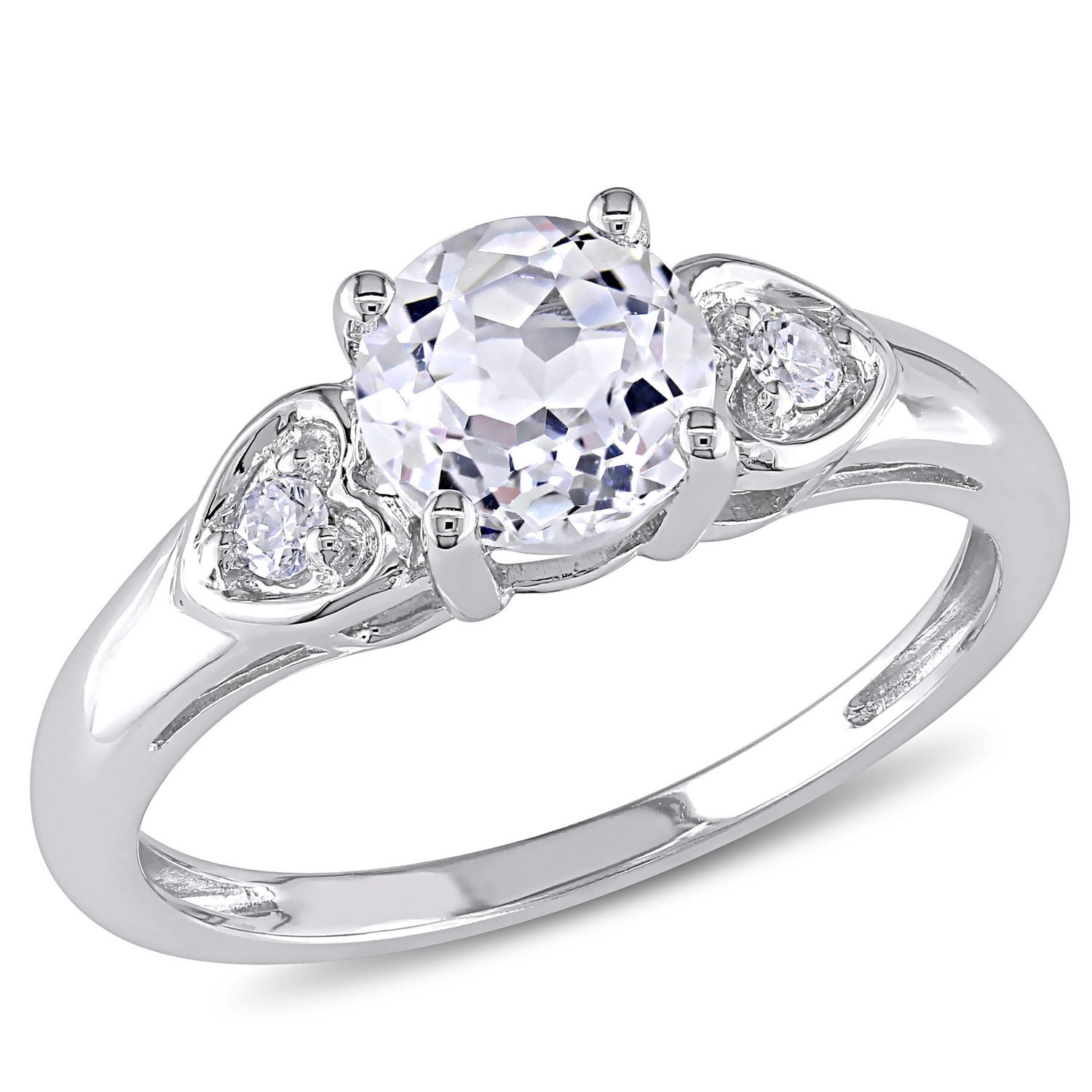 Bague de fiançailles Miabella avec topaze blanche 1,25 CT PBT et accents de diamants