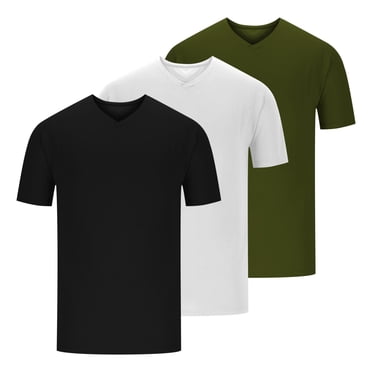 AherBiu 3 Pcs T-Shirts pour Hommes T-Shirts en Coton sous-Vêtements pour Hommes Décontractés Unis T-Shirts Basiques Été Col en V Manches Courtes