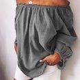 thumbnail image 2 of Pompotops Women Casual Solid Stringy Long Sleeved Off The Shoulder Tops Clearance, 2 of 6