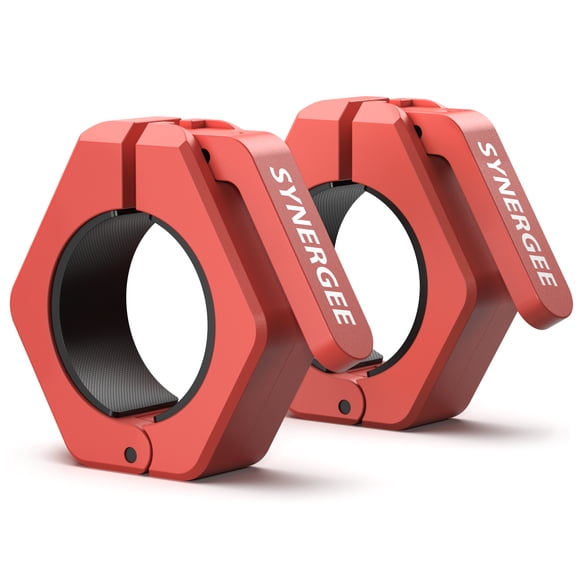 Synergee Red Magnetic Barbell Collars Locking 2" Weight Clamps