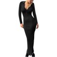 thumbnail image 2 of Gspmoly Robes Grande Taille pour Femmes aux Formes, Robe Polyvalente pour Femmes à Col Rabattu, Couleur Unie, Mode, Ajustée, à Découpes, Robes de Soirée pour Femmes jusqu'à 70 % de Rabais, 2 of 8