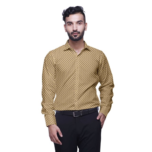 BESTMAN Printed Cotton Shirts For Men Long Sleeve Formal Shirt For Boy