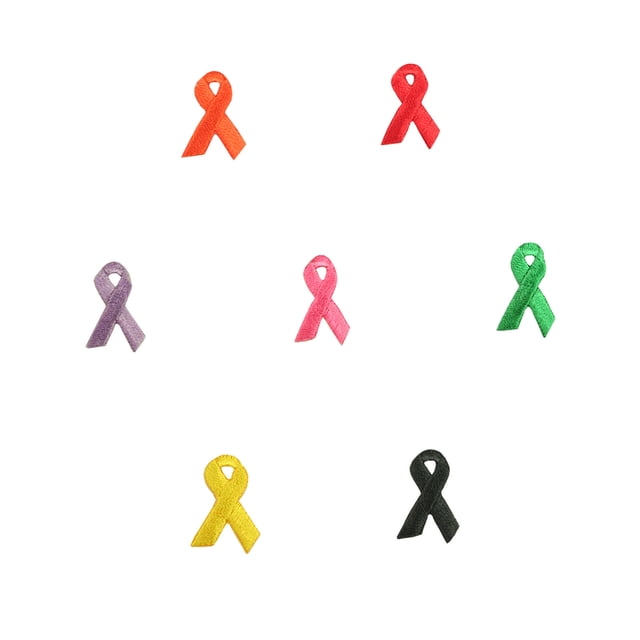 1" x 5/8" Embroidered Cancer Awareness Ribbon Self Adhesive Patch by 2 pieces
