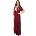 thumbnail image 2 of Bimba Robe Maxi Marron pour Femme à Ourlet Asymétrique avec Poches et Foulard-16, 2 of 5