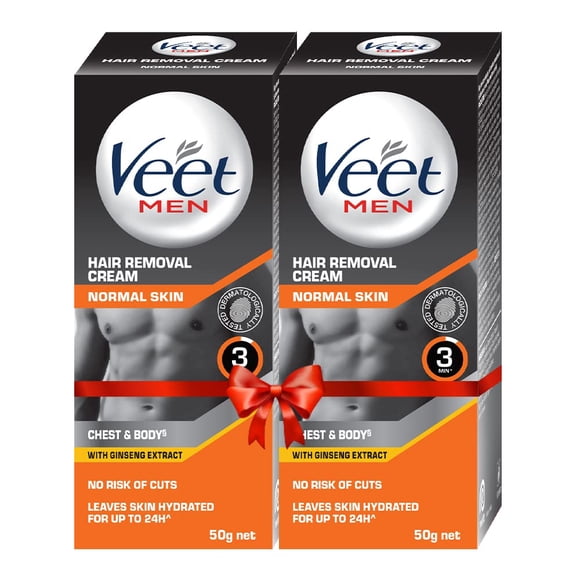 Veet Crème Épilatoire pour Hommes, Peau Normale, 50 g Chacune (Lot de 2)