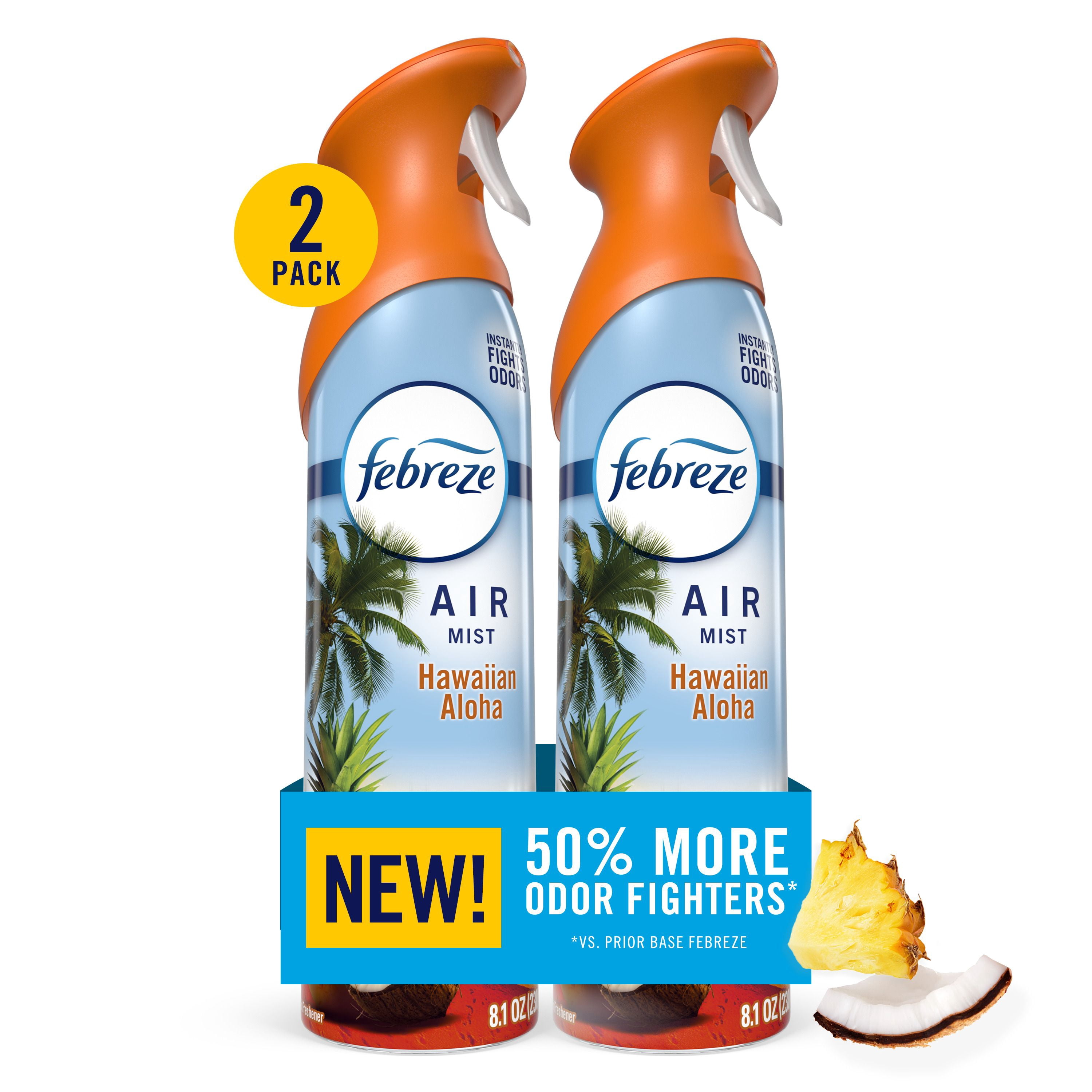Febreze Brume d'Air, Vaporisateur Désodorisant, Vaporisateur pour Pièces Anti-Odeurs, Aloha Hawaïen, 230g, Lot de 2