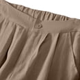 thumbnail image 4 of Timegard Cotton Linen Pants for Women Elastic High Waisted Button Ruched Casual Trousers with Pockets, 4 of 6