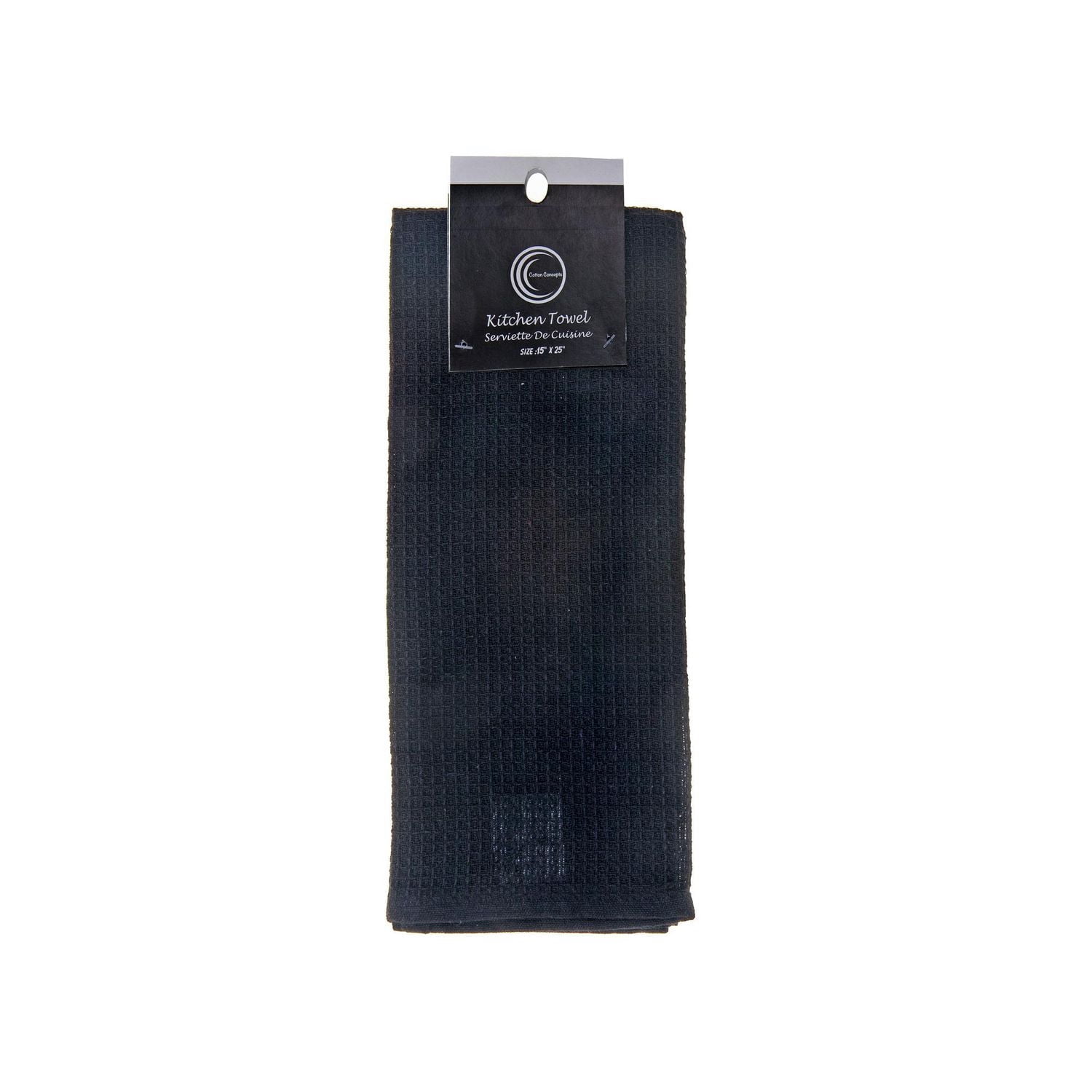 Waffle Serviette De Cuisine (Noir) - Set of 6