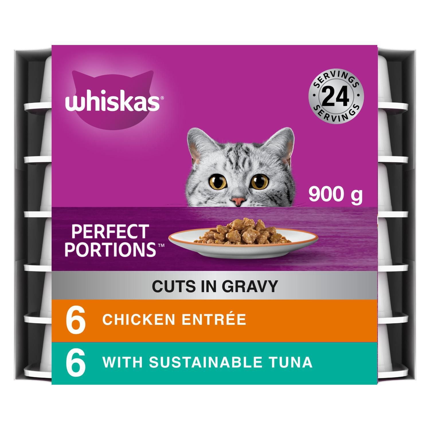 Whiskas Perfect Portions Chicken & Tuna Entrée Cuts in Gravy Variety Pack Wet Cat Food
