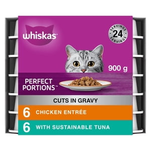 Whiskas Perfect Portions Poulet & Coupes de thon Entrée dans un emballage de variétés de gravy