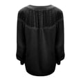 thumbnail image 4 of Qertyioot Chandails Tricotés pour Femmes, Mode d'Été Décontractée Ample à Manches Longues Uni en Dentelle Patchwork à Col Rond Blouse Chandail, 4 of 5