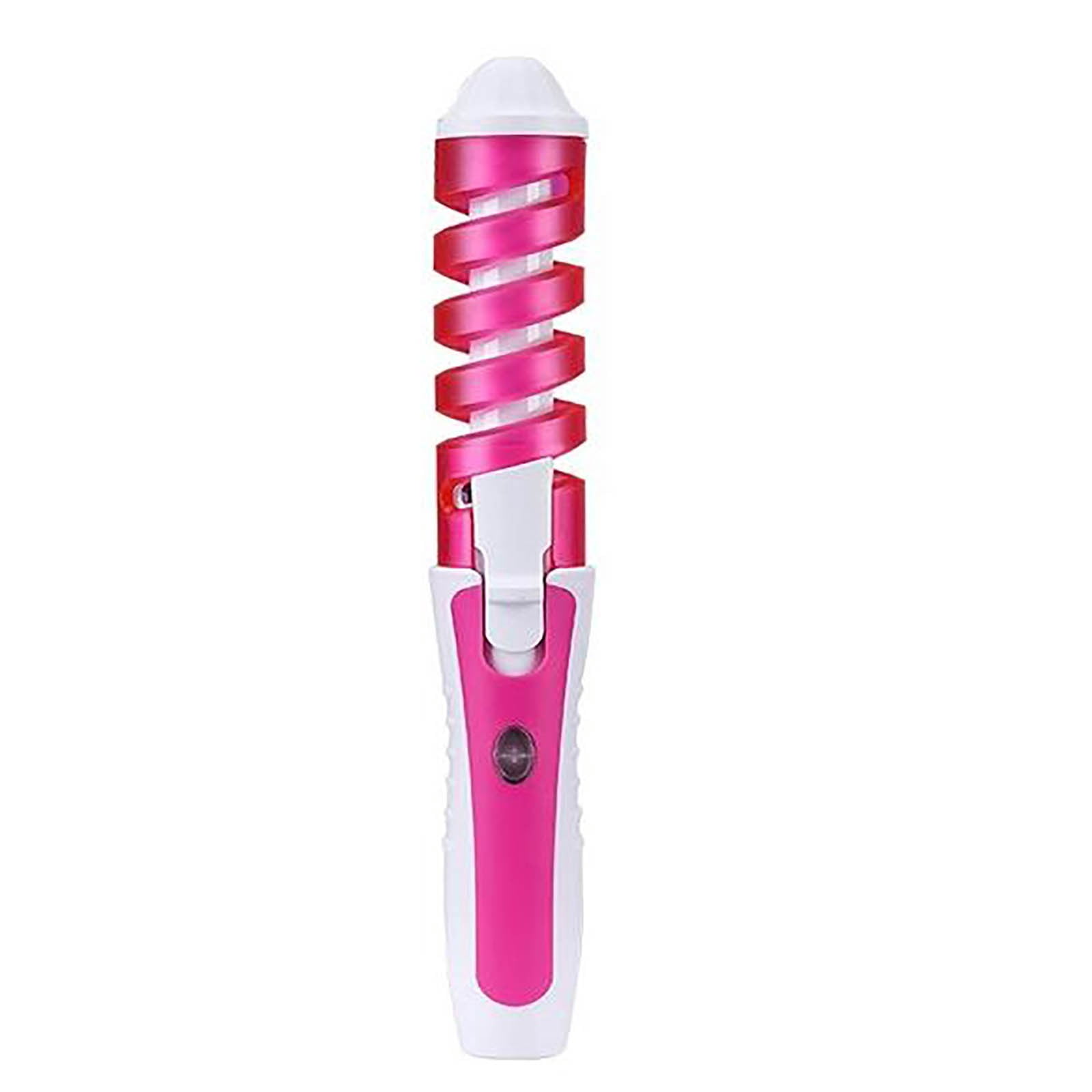 FSTDelivery Spiral Hair Curler and Crimper - Electric Curling Wand, Curling Iron for Big Wave Hairstyle, Negative Ions Lock in Moisture, 110-240V, Gift for Women and Girls, 1 inch, Pink