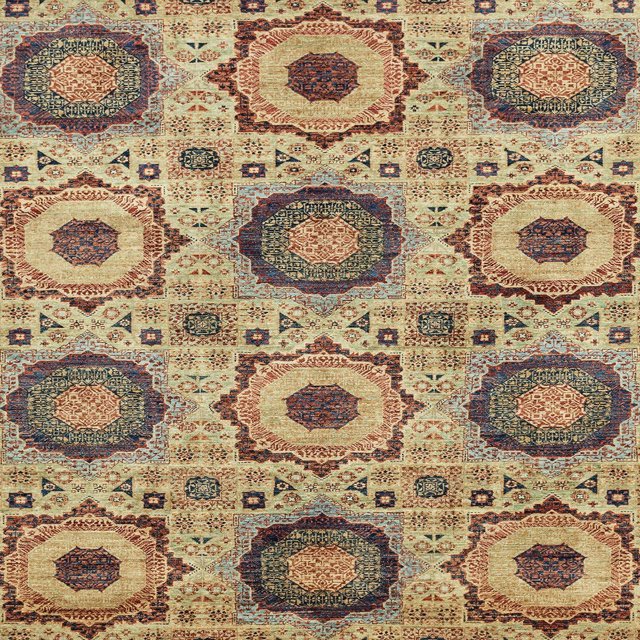 Ahgly Company Indoor Square Abstract Brownish Green Abstract Area Rugs, 4' Square