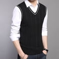 thumbnail image 4 of EGNMCR Chandail pour Homme Homme Décontracté Tricoté Coton Col en V Gilet Chandail Sans Manches Hauts Blouse, 4 of 5