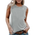 thumbnail image 2 of Débardeurs pour Femmes Zeophrasy Chemise Sans Manches pour Femmes Couleur Unie Col Rond Chemise Décontractée Débardeurs Blouse Sans Manches Excellent Cadeau à Petit Prix Argent TTG, 2 of 6