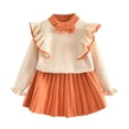 thumbnail image 2 of Cowsor Toddler Girls' Ruffle Cardigan & Pleated Skirt Set – Knitted, Cute (1-6Y), 2 of 6