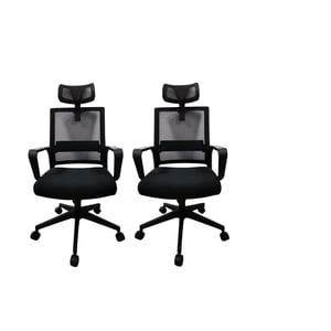 K-LIVING LUNA ERGONOMIC NYLON MESH OFFICE CHAIRS/ DESK CHAIR WITH ADJUSTABLE HEIGHT IN BLACK (2 PER BOX)