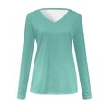thumbnail image 5 of Timegard Hauts pour Femmes Col en V Manches Longues T-Shirt Basique Couleur Unie Blouse Confortable Tunique Décontractée d'Automne, 5 of 5