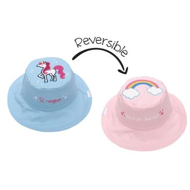 FlapJackKids - Reversible Baby, Kids & Toddler Sun Hat - Rainbow & Unicorn - UPF 50+