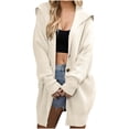 thumbnail image 1 of KIHOUT Womens Long Cardigans Long Sleeve Oversized Cable Knitted Open Front Chunky Hooded Outerwear Sweater Coat, 1 of 5
