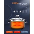 thumbnail image 3 of Slow Cooker, HOUSNAT 10 in 1 Programmable Cooker, 6Qt Stainless Steel, Rice Cooker, Yogurt Maker, Delay Start, Steaming Rack and Glass Lid, Adjustable Temp&Time for Slow Cook with Digital Timer, 3 of 7