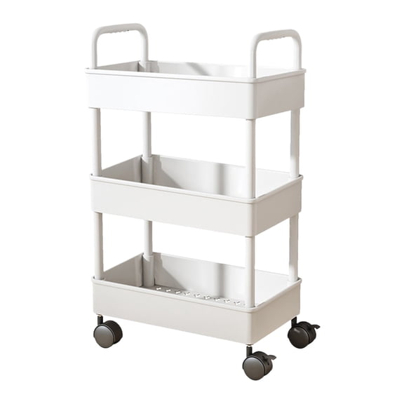 Étagère de Rangement de Cuisine Chariot de Rangement de Cuisine, 3 Niveaux Noir avec Accoudoir Étagère de Rangement, Salle de Bain, Toilette, Chariot de Rangement pour Articles de Toilette