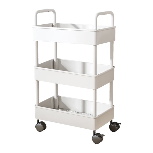 Aodebiao Slim Rolling Storage Cart, 3 Tier Bathroom Storage Organizer Laundry Room Utility Cart Mobile Shelving Unit, Multi-Purpose for Kitchen Office Bathroom Laundry Narrow Places