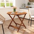 thumbnail image 2 of Gymax 35.5'' Solid Wood Patio Dining Table w/1.97'' Umbrella Hole Slatted Tabletop, 2 of 10