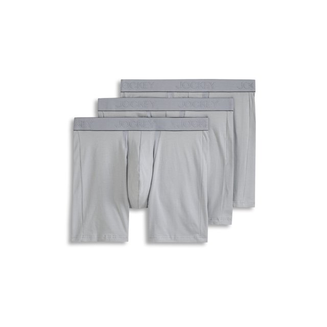 Jockey Men's Chafe Proof Pouch Cotton Stretch 6" Boxer Brief - 3 Pack