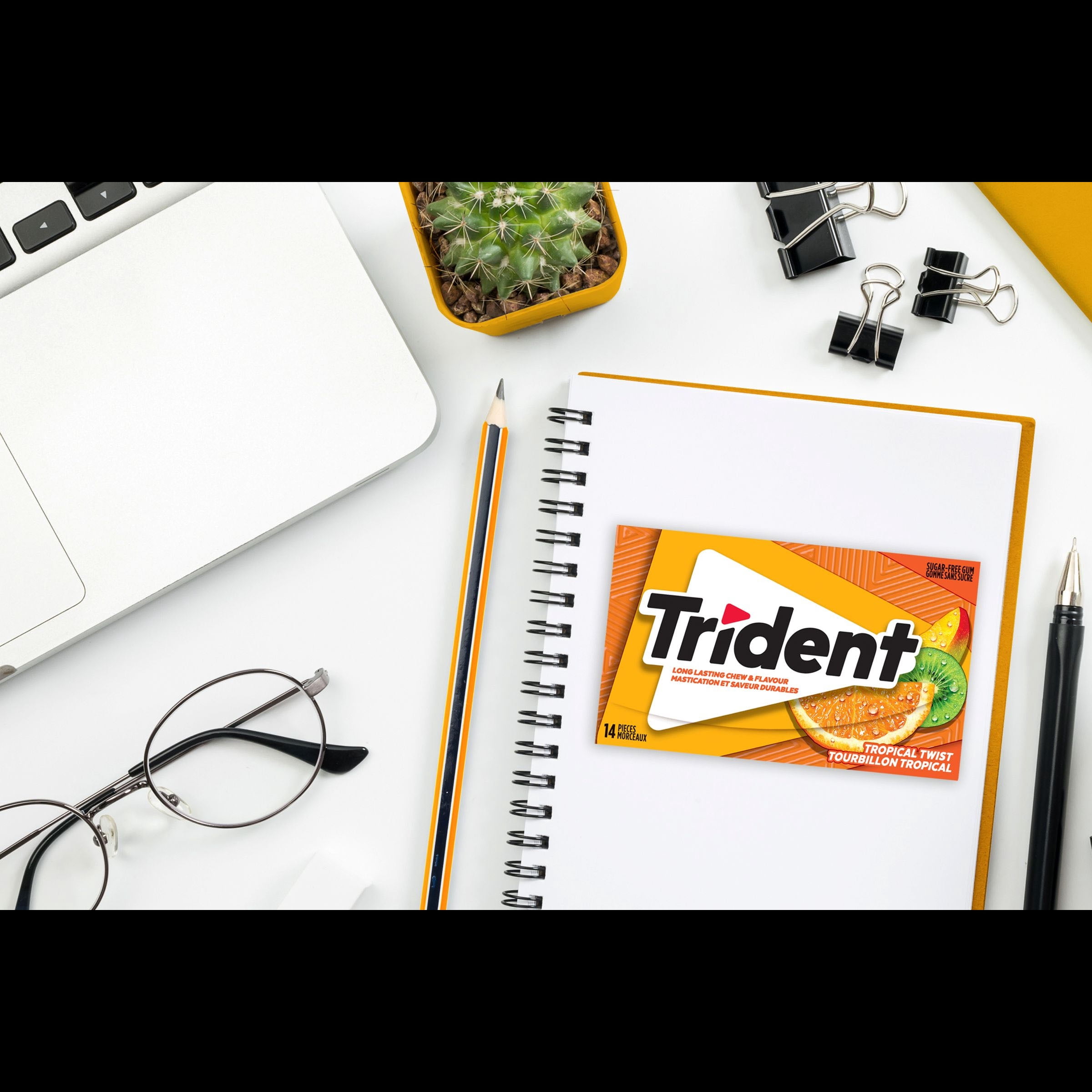 Trident, Multipaquet de gomme sans sucre Tourbillon tropical, 3 paquets (42 pièces)