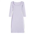 thumbnail image 3 of Women Long Bodycon Dress Solid Color Knitted Ribbed Square Neck Long Sleeve Dress Spring Fall Party Club Skinny Dress, 3 of 9