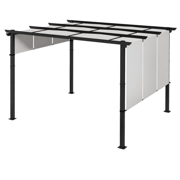 Outsunny 10' x 12' Metal Pergola with Retractable Canopy for Patio, Deck