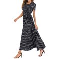 thumbnail image 4 of Robes d'Été pour Femmes 2023 Robes pour Femmes Liquidation Mode Femmes Manches Courtes Plage Pois Bandage Longue Robe Maxi, 4 of 9