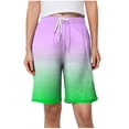 thumbnail image 1 of Plebaso Womens Casual Shorts Knee Length Drawstring Shorts Gradient Color Summer Wide Leg Shorts S-5XL, 1 of 6