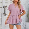 thumbnail image 5 of Birdeem Mode Femme T-Shirt Décontracté Col en V Manches Courtes Ample Blouse Tops, 5 of 5