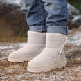thumbnail image 2 of Gubotare Bottes de Randonnée pour Tout-Petits Imperméables Garçons Filles Bottes de Neige Résistantes à l'Eau Extérieur Chaudes Confortables Antidérapantes Mi-Mollet Doublure en Fausse Fourrure Isolées Chaussures d'Hiver pour Enfants Taille 3 (Beige, Grands Enfants 3), 2 of 9