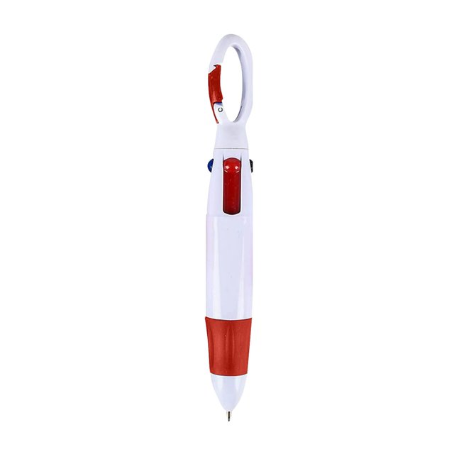 ZTTD Stylo-Bille Rétractable Shuttle 4-en-1 Multicolore avec Mousqueton - 1 Unité, 1,0 mm, Stylo-Bille Rétractable Multicolore 4 Couleurs pour Fournitures de Bureau et de Maison (Rouge)