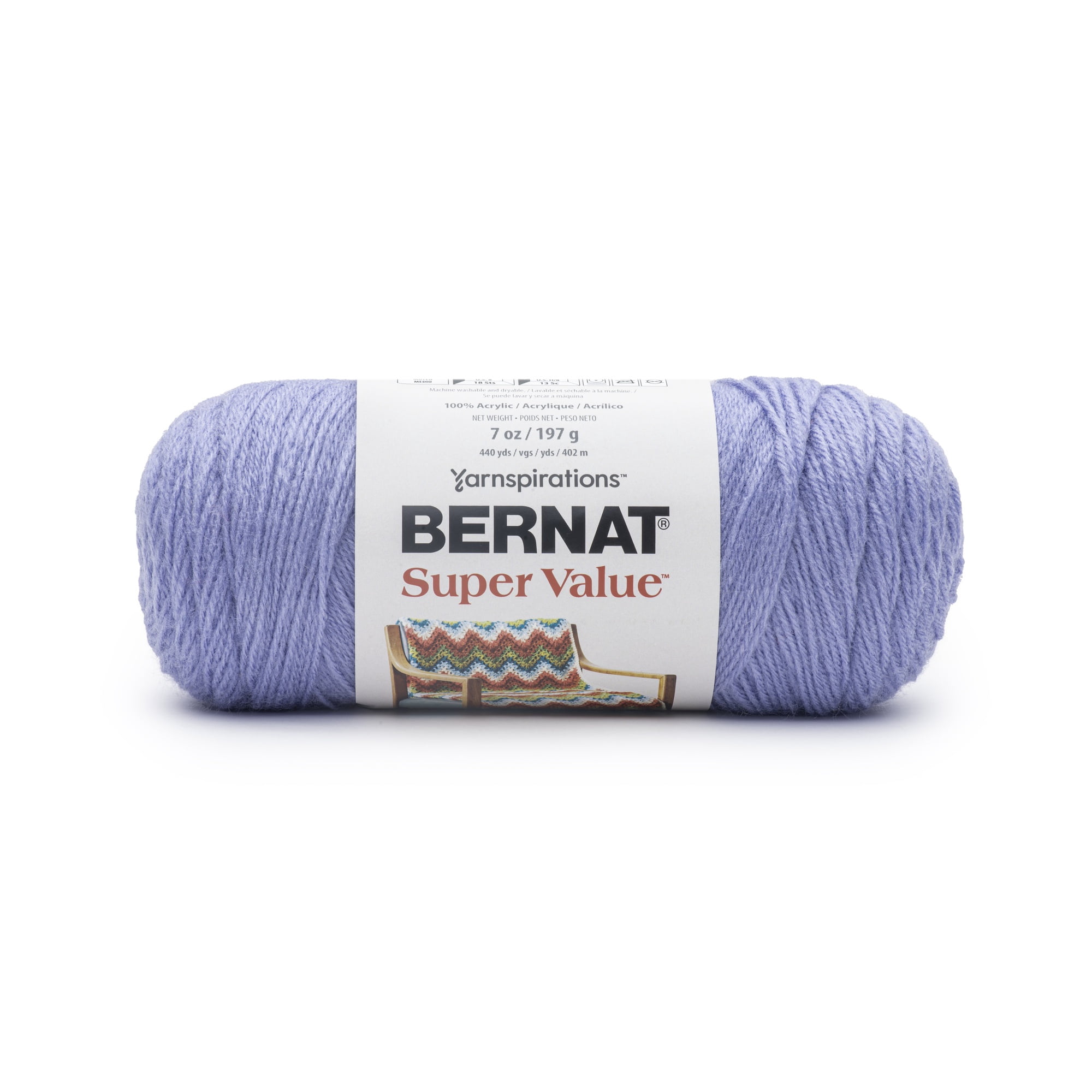 Bernat® Super Value™ Fil acrylique peigné n° 4 (moyen), Wisteria 7 oz/197 g 440 yards :